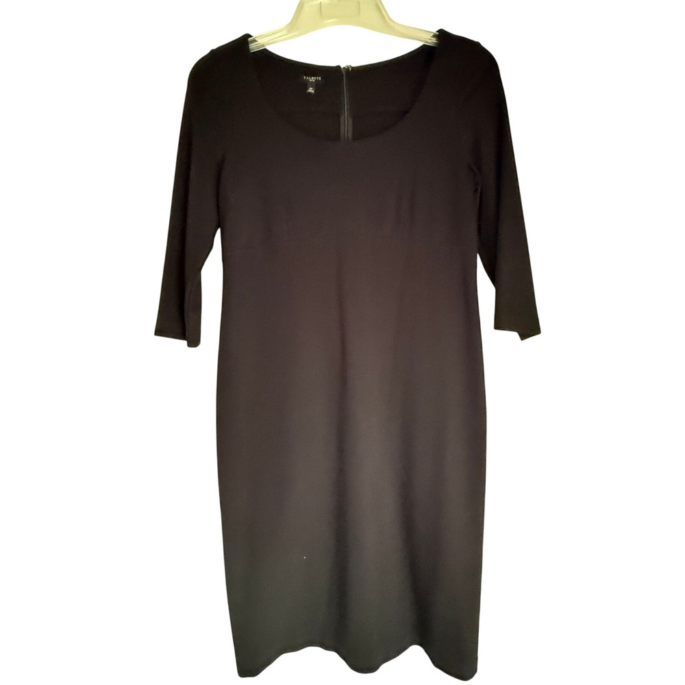Talbots Black Sheath Dress Career‎ Work Office Scoop Neck 6 Petite